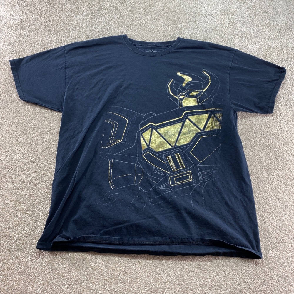Power Rangers LootWear Exclusive Shirt Mens 2XL Black Gold‎ Foil Megazord